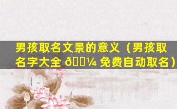 男孩取名文景的意义（男孩取名字大全 🐼 免费自动取名）